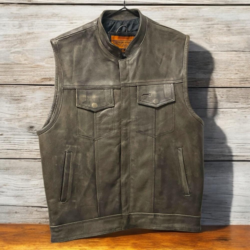 Men's Consealed Carry Distressed Cowhide Vest